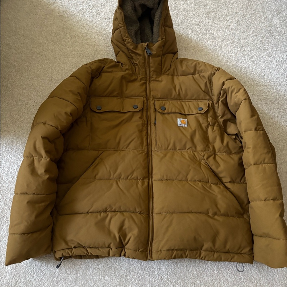 Carhartt Brown Quilted Puffer Jacket with Hood